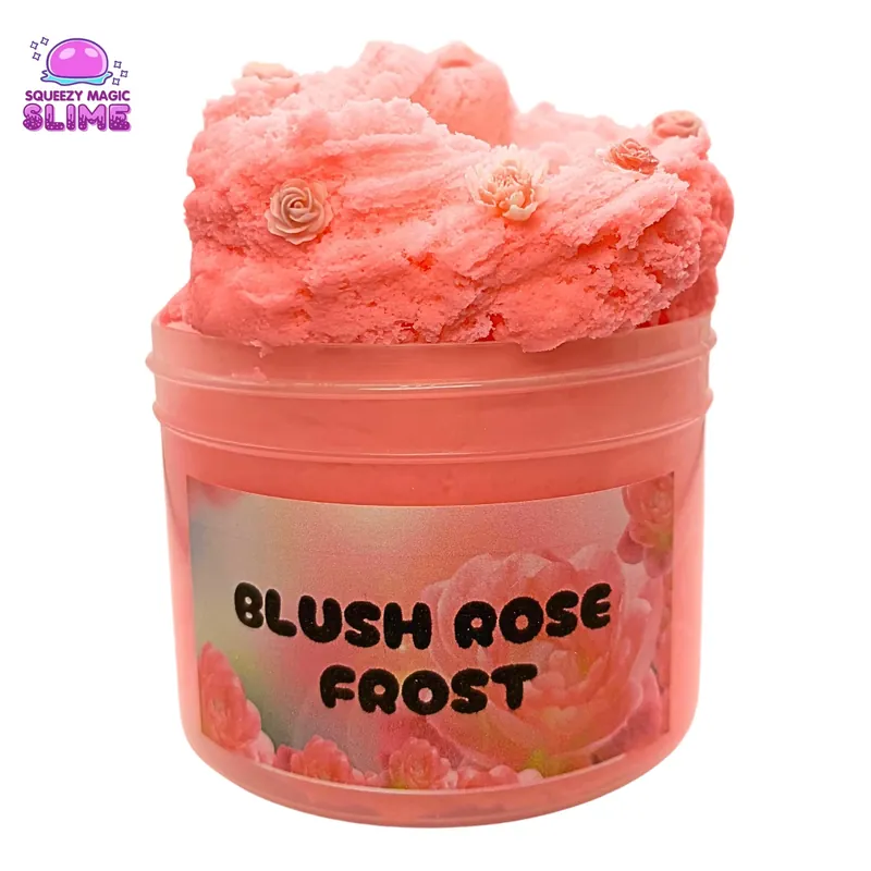 Blush Rose Frost jar of fluffy coral-pink cloud slime