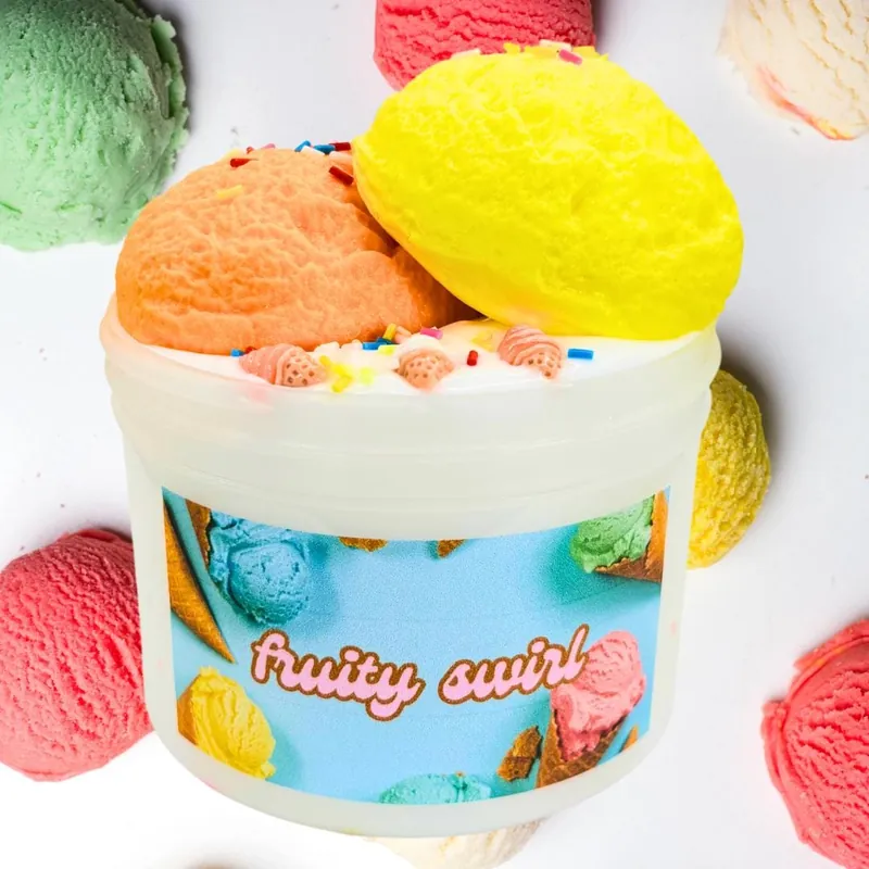 Fruity Swirl jar with orange and yellow ice-cream scoop toppers