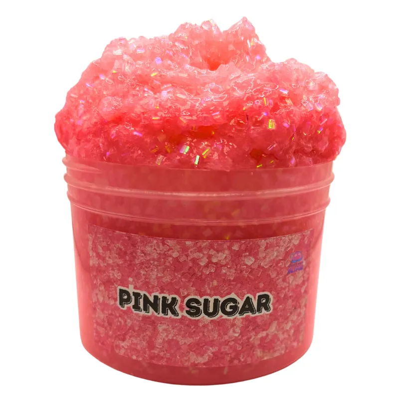 Pink Sugar jar of pink crunchy slime with glitter
